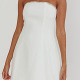 Macaila Rhinestone Trim Strapless Mini Dress Off White
