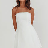 Macaila Rhinestone Trim Strapless Mini Dress Off White
