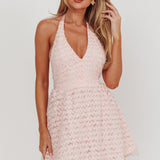 I'm Magnetic Halter Neck Backless Mini Dress Blush