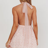 I'm Magnetic Halter Neck Backless Mini Dress Blush