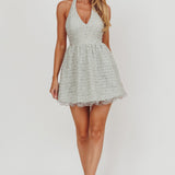 I'm Magnetic Halter Neck Backless Mini Dress Mint Grey