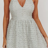 I'm Magnetic Halter Neck Backless Mini Dress Mint Grey