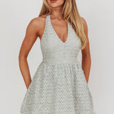 I'm Magnetic Halter Neck Backless Mini Dress Mint Grey