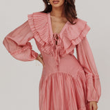 Alive Pleated Sailor Collar Mini Dress Dusty Pink