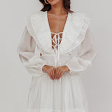 Alive Pleated Sailor Collar Mini Dress White