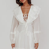 Alive Pleated Sailor Collar Mini Dress White