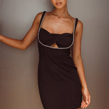 En Pointe Diamante Rope Mini Dress Black