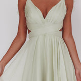 Bellamy Lace-Up Back Ruffle Maxi Dress Sage