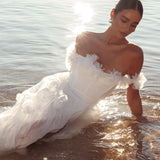 Good Things Tulle Rosette Maxi Dress Ivory
