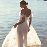 Good Things Tulle Rosette Maxi Dress Ivory