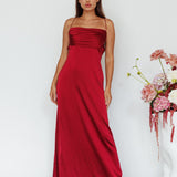 Love Letters Strappy Cowl Back Dress Burgundy