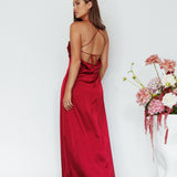 Love Letters Strappy Cowl Back Dress Burgundy