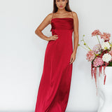 Love Letters Strappy Cowl Back Dress Burgundy