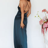 Love Letters Strappy Cowl Back Dress Teal