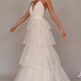 Seylah Tiered Frill Maxi Dress Glitter Cream