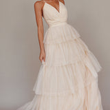 Seylah Tiered Frill Maxi Dress Glitter Cream