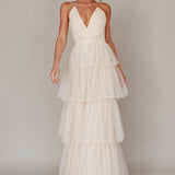 Seylah Tiered Frill Maxi Dress Glitter Cream