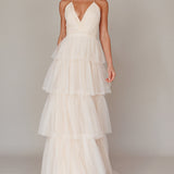 Seylah Tiered Frill Maxi Dress Glitter Cream