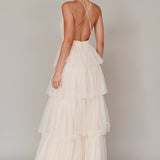 Seylah Tiered Frill Maxi Dress Glitter Cream