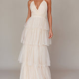 Seylah Tiered Frill Maxi Dress Glitter Cream