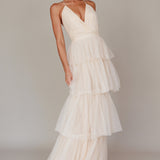 Seylah Tiered Frill Maxi Dress Glitter Cream