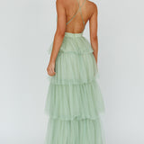 Seylah Tiered Frill Maxi Dress Glitter Sage