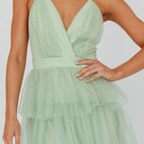 Seylah Tiered Frill Maxi Dress Glitter Sage