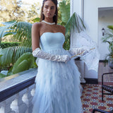 Rori Tulle Cascade Maxi Dress Blue