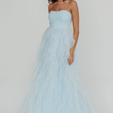 Rori Tulle Cascade Maxi Dress Blue