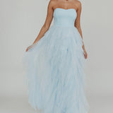 Rori Tulle Cascade Maxi Dress Blue