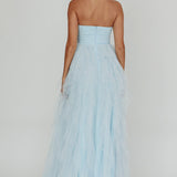 Rori Tulle Cascade Maxi Dress Blue