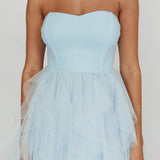 Rori Tulle Cascade Maxi Dress Blue
