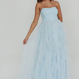 Rori Tulle Cascade Maxi Dress Blue
