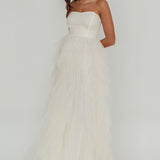 Rori Tulle Cascade Maxi Dress Ivory