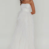 Rori Tulle Cascade Maxi Dress White