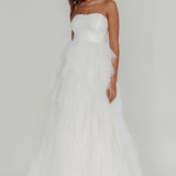 Rori Tulle Cascade Maxi Dress White