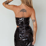 Overpass Cut-Out Patent Mini Dress Black