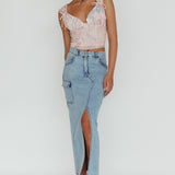 Fairfax Shoulder Tie Crop Top Pink Multi