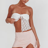 Weekday Strapless Lace Top White