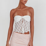 Weekday Strapless Lace Top White