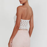 Weekday Strapless Lace Top White