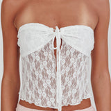 Weekday Strapless Lace Top White