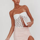 Weekday Strapless Lace Top White