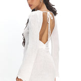 Carousel Backless Knit Mini Dress White