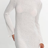 Carousel Backless Knit Mini Dress White