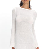 Carousel Backless Knit Mini Dress White