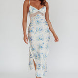 Seraphim Floral Lace Maxi Dress Blue Cream