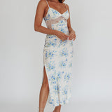 Seraphim Floral Lace Maxi Dress Blue Cream