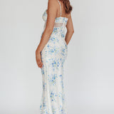 Seraphim Floral Lace Maxi Dress Blue Cream