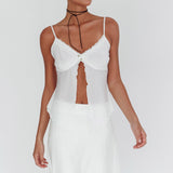 Babydolls Lace Trim Split Top Off White